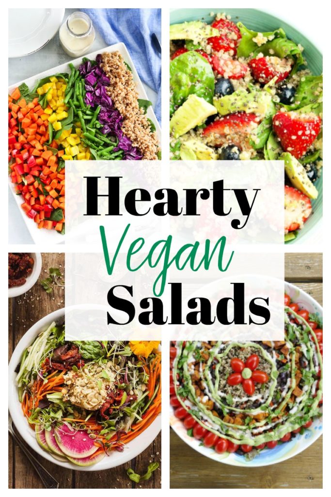 Hearty Vegan Salad Recipes #meatlessmonday #recipes #easy #healthy #dinner #summer #ideas #lunch #quinoa #protein #bowl #spinach #simple #kale #chickpea #winter #fall #spring #avocado 