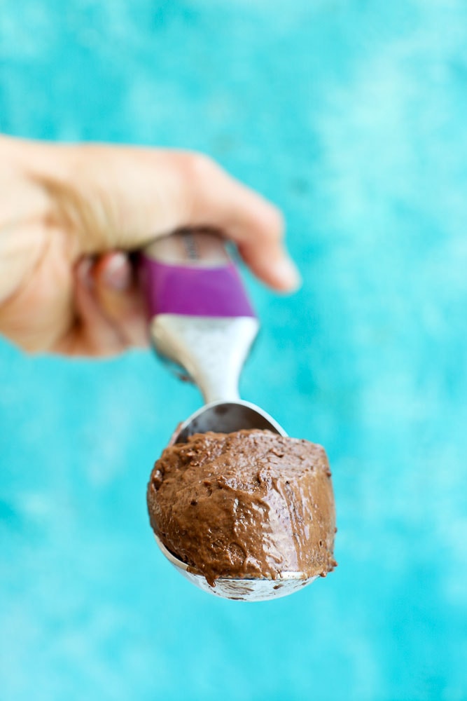 a scoop of chocolate peanut butter nice cream