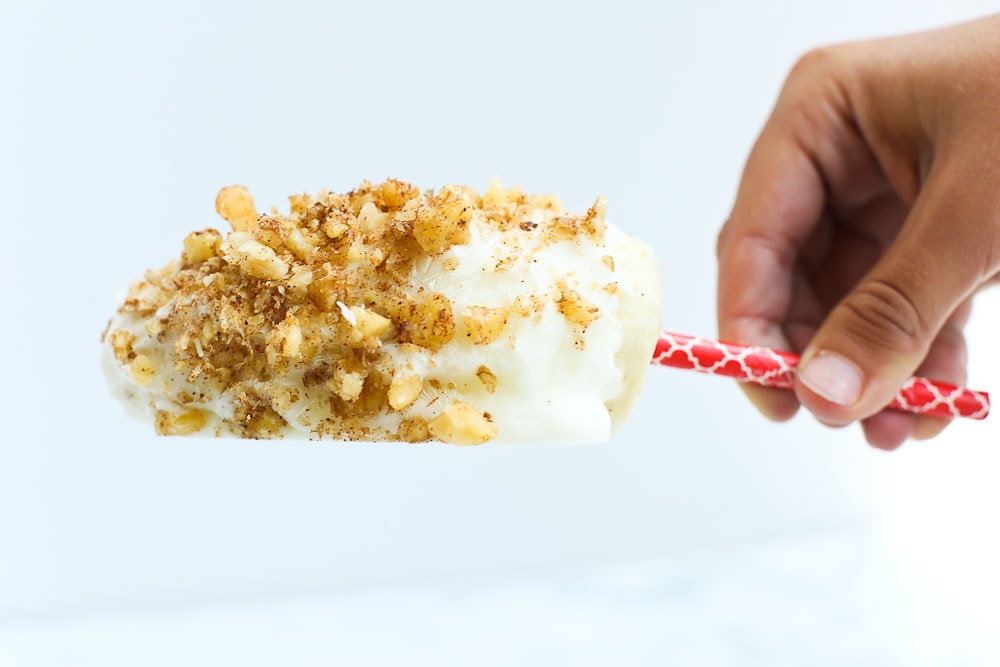 Greek Yogurt Frozen Banana Pops no sugar added