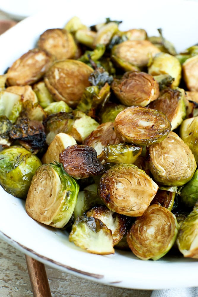 Grilled Brussels Sprouts close up of the crispy caramelization