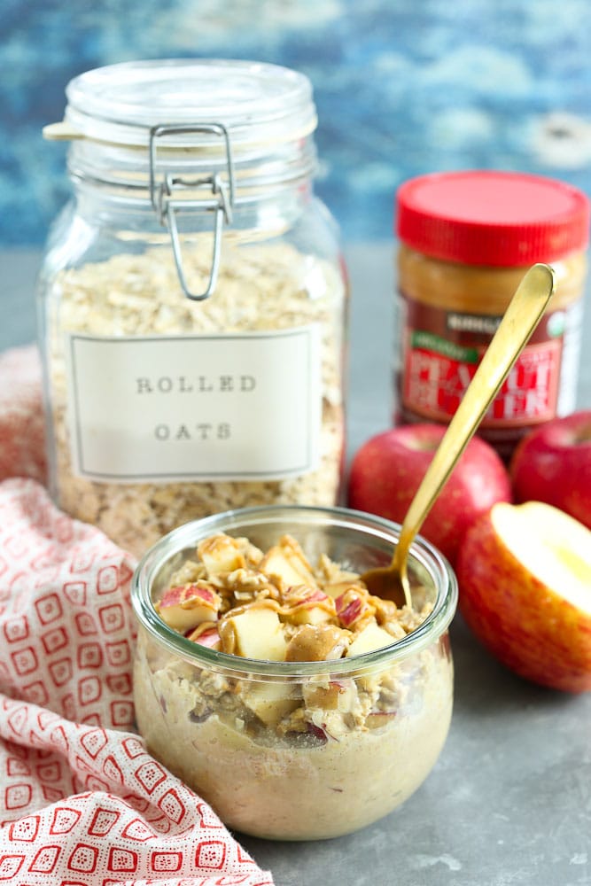 Apple Peanut Butter Overnight Oats Happy Healthy Mama