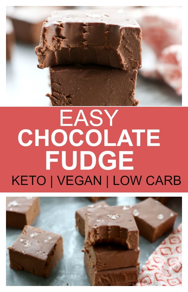 Low Carb, Keto, AND VEGAN, this Easy Chocolate Fudge Recipe is a must-make! #easy #fudge #chocolate #keto #lowcarb #recipes #chocolate #healthy #recipes #christmas #dessert
