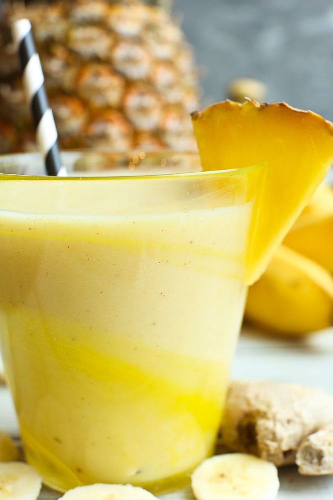 Pineapple Smoothie recipe with banana and ginger