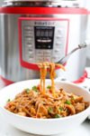 Instant Pot Asian Noodle Bowls with chicken, carrots, and brown rice noddles