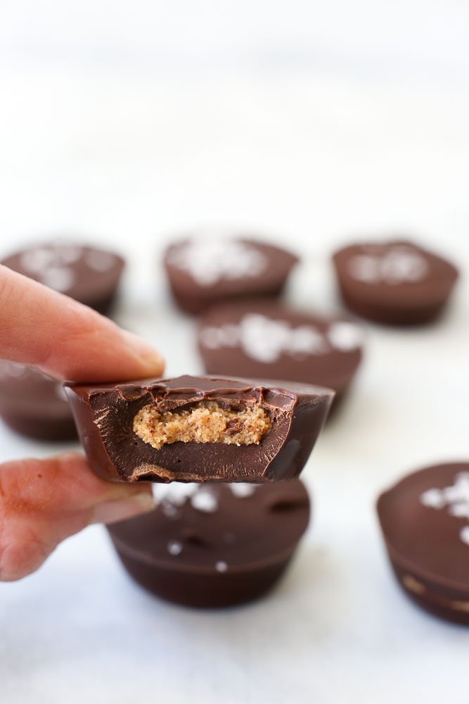 Healthy Chocolate Almond Butter Cups recipe keto low carb with dark chocolate