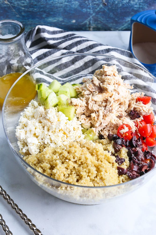 mediterranean Quinoa Salad with Chicken and citrus vinaigrette