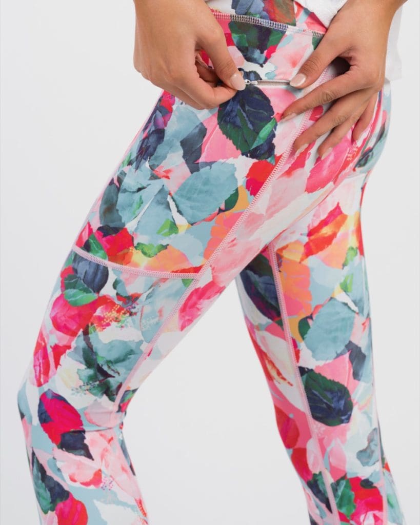 ZYIA Active Floral Zippered Pocket Capris