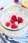 Lemon Raspberry Overnight Oats a close up picture to show texture