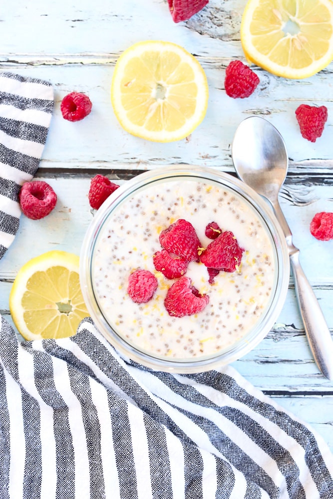 Lemon Raspberry Overnight Oats recipe how it looks once prepared
