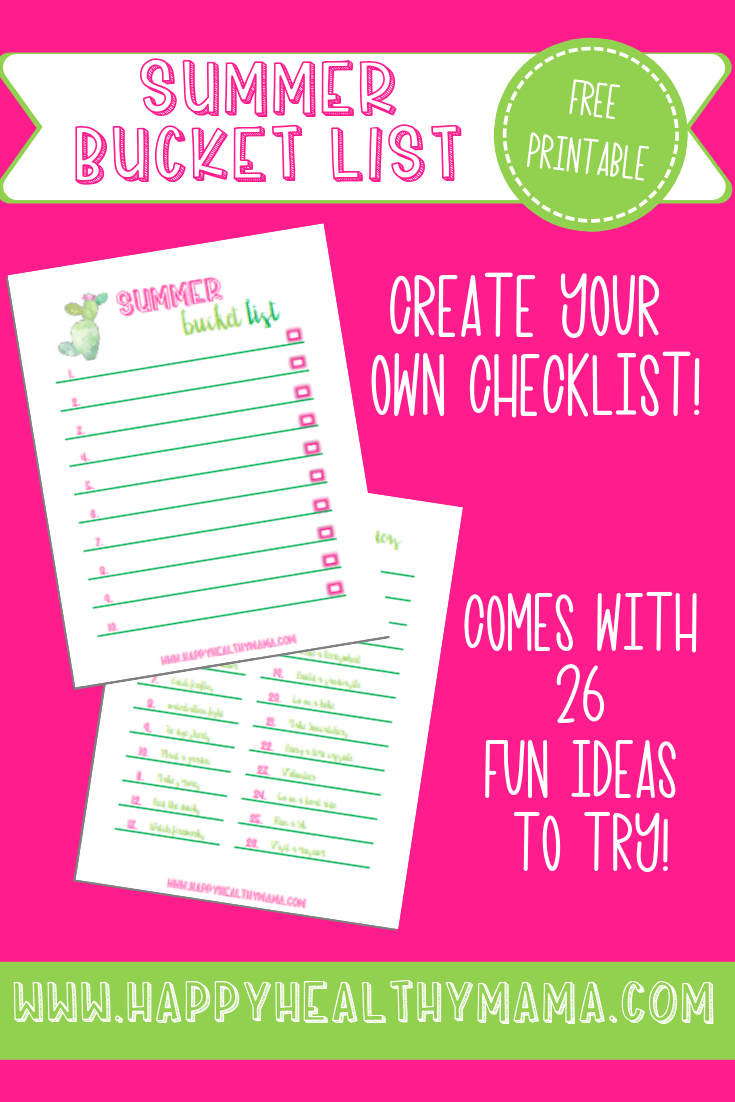 Colorful Free Summer Bucket List Printable - Rainbow Edition