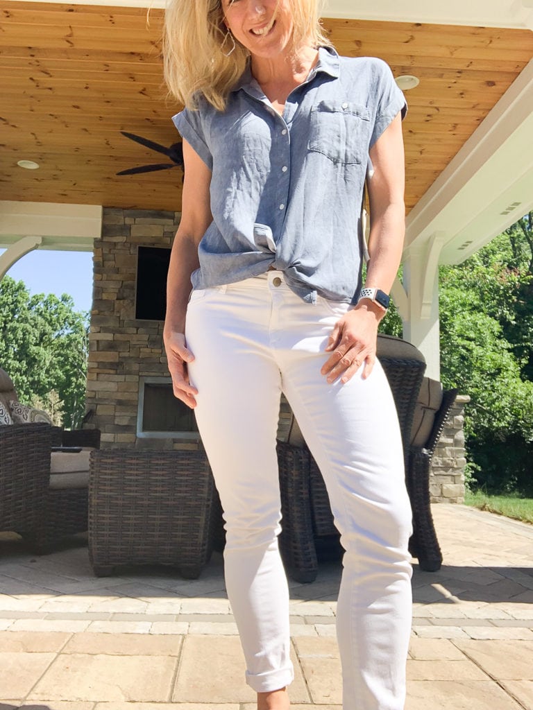 Stitch Fix Summer 2019 Hayford One Pocket Top front tied
