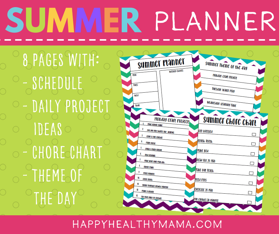 Summer Planner Free Printable Chore Chart