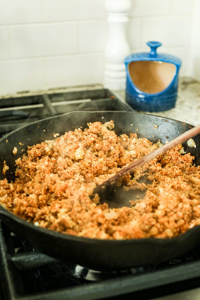 Cauliflower Taco Recipe preparing the "meat"