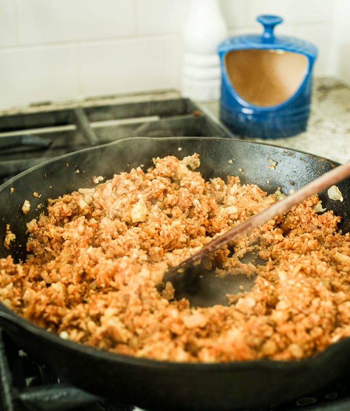Cauliflower Taco Recipe preparing the "meat"