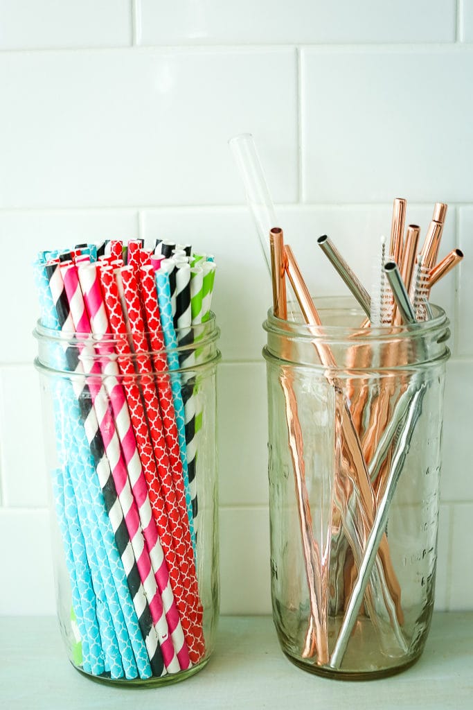Best Reusable Straws and Plastic-Free Straws in glass jars