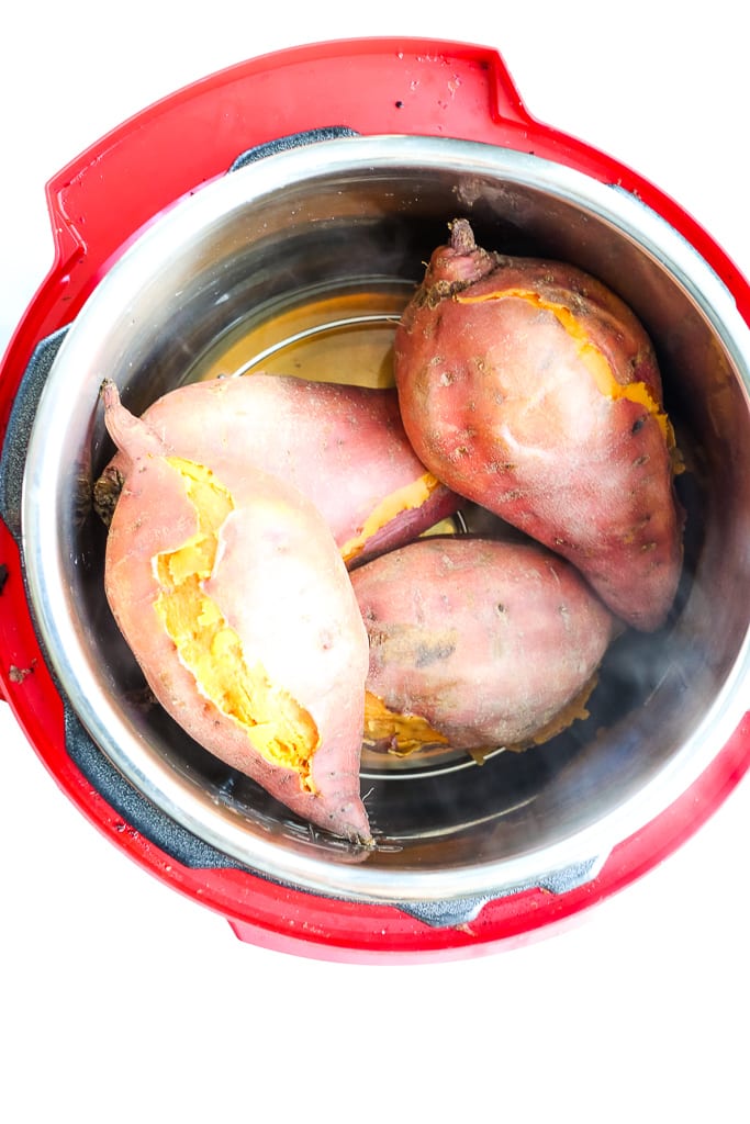 cooked sweet potatoes in the Instant Pot