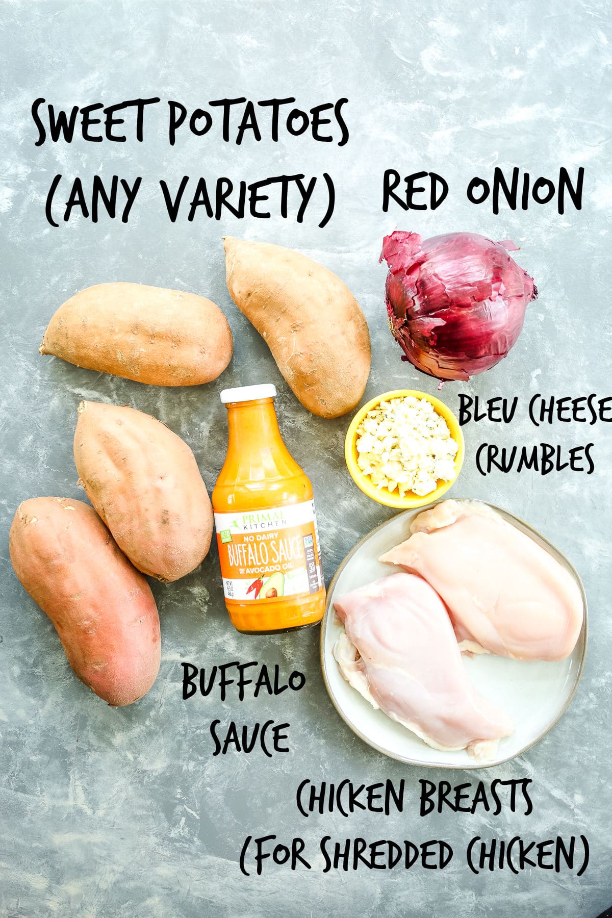 Buffalo Chicken Stuffed Sweet Potatoes-ingredients