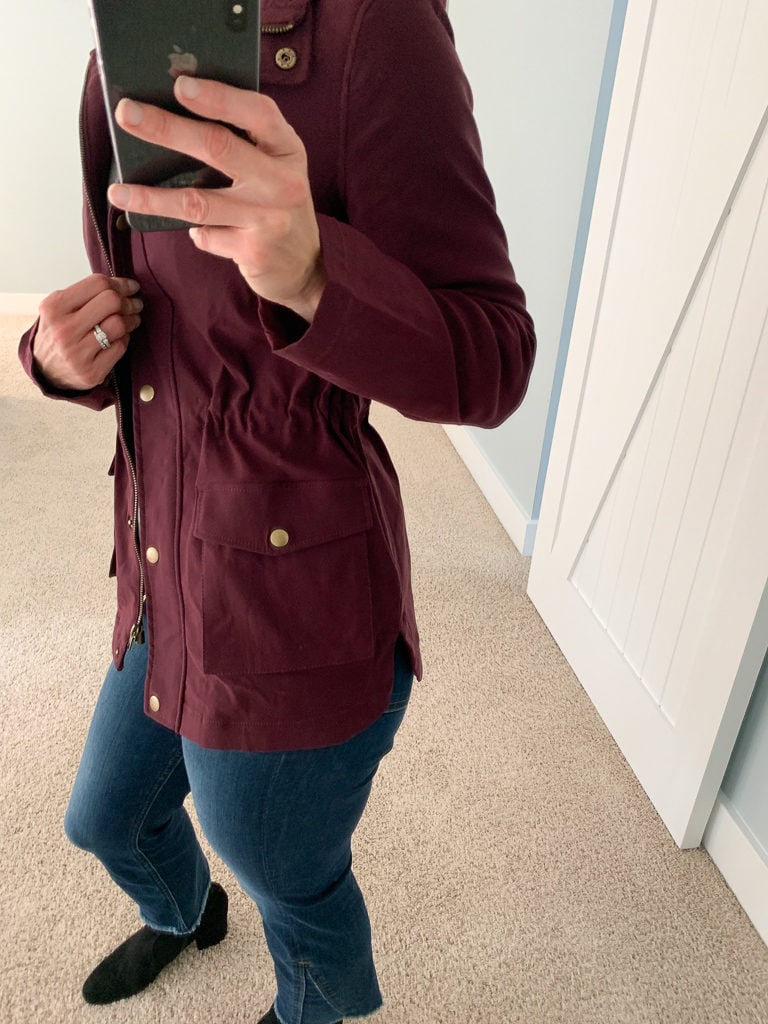 Eden Society Holly Contrast Hood Cargo Jacket close up