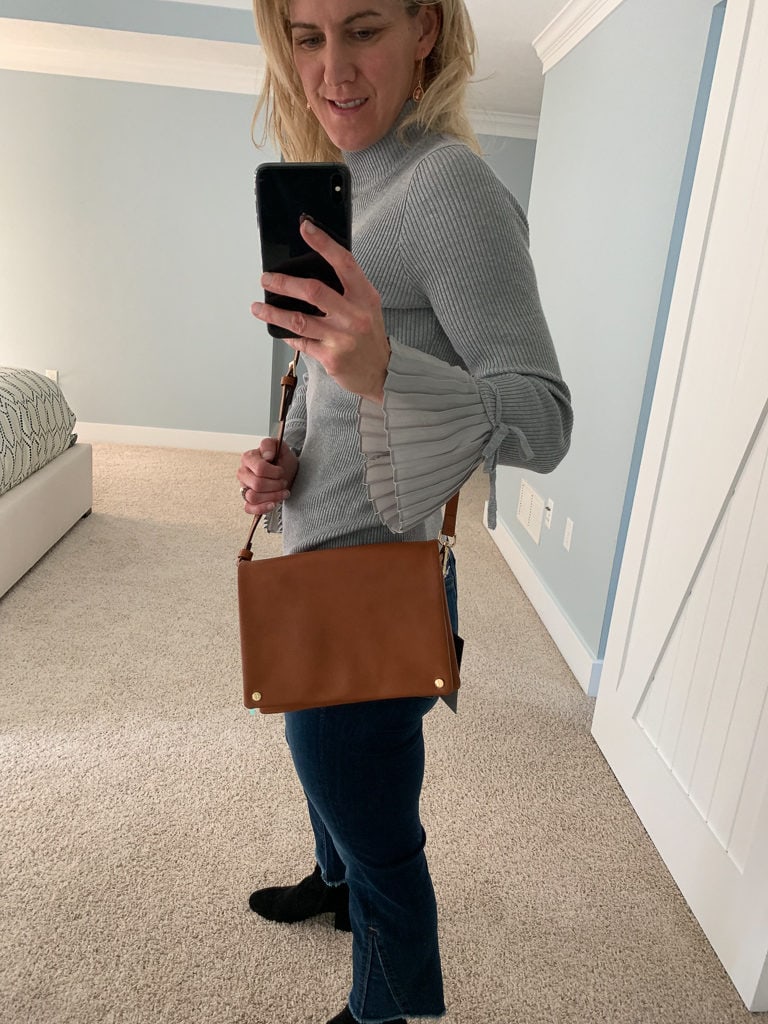 Street Level Fold Over Vegan Leather Crossbody Bag