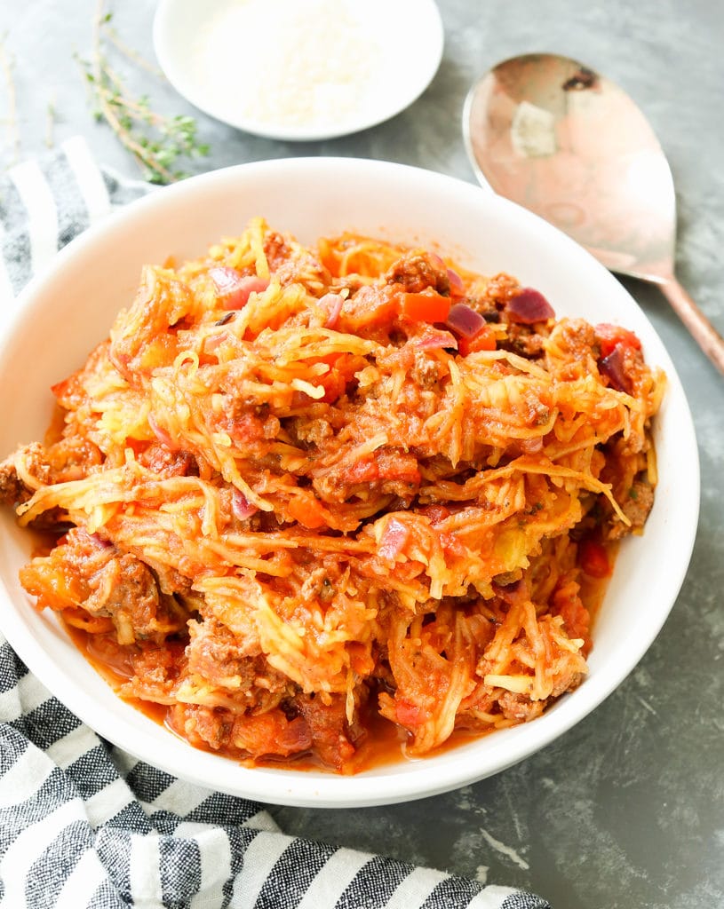 Spaghetti Squash Skillet Casserole on the table 