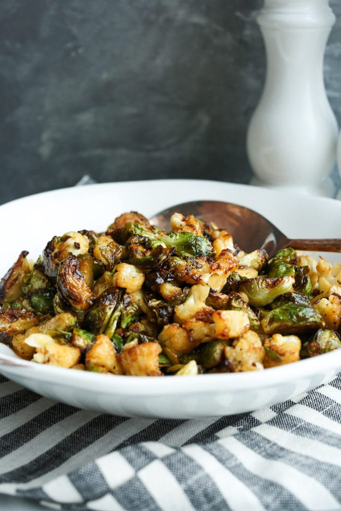 Sweet and Spicy Brussels Sprouts and Cauliflower recipe