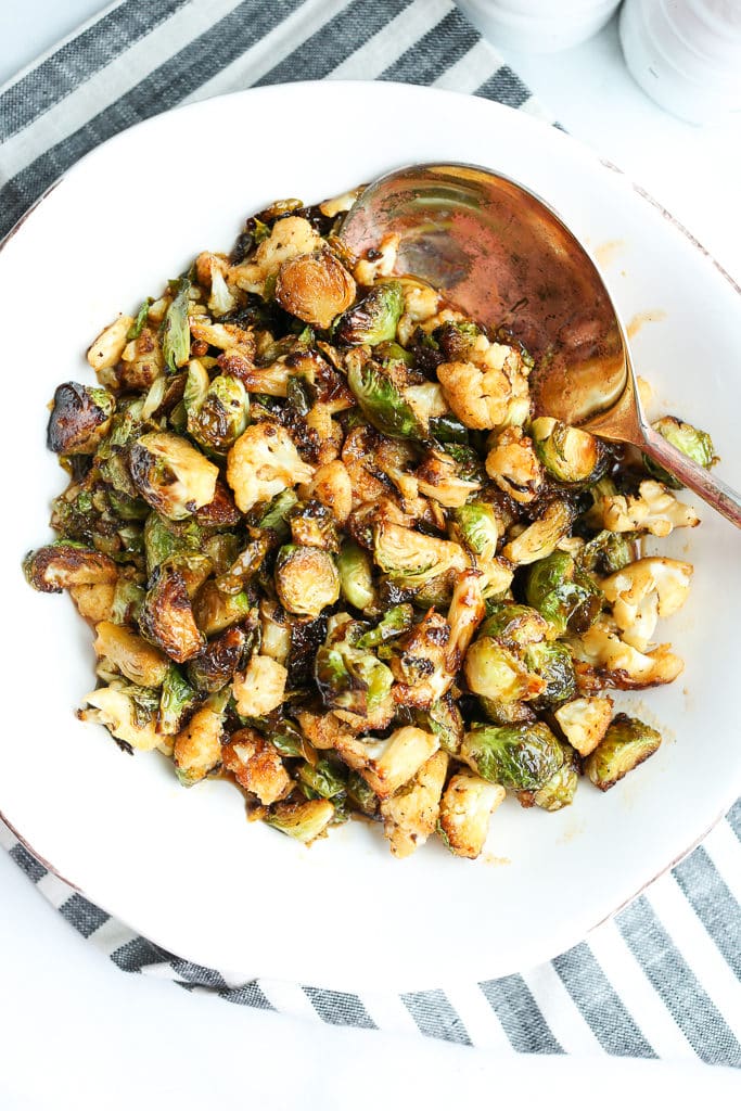 Sweet and Spicy Brussels sprouts and Cauliflower Recipe