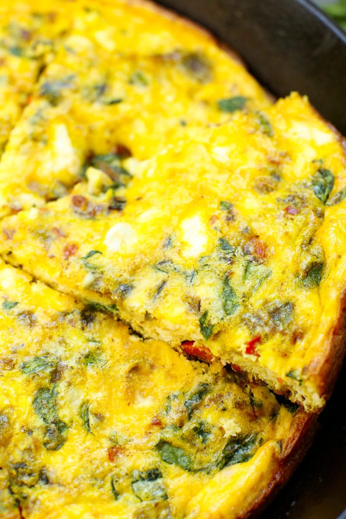 Moroccan Flavored Frittata Recipe one slice close up