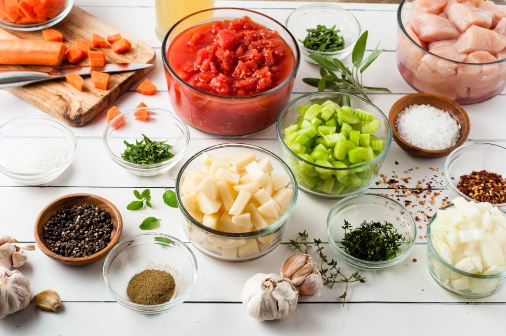 all the ingredients in small bowls