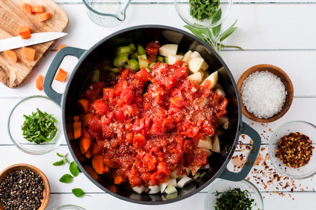 tomato mixture on top