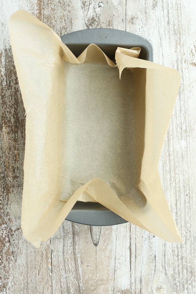 empty pan with parchment paper