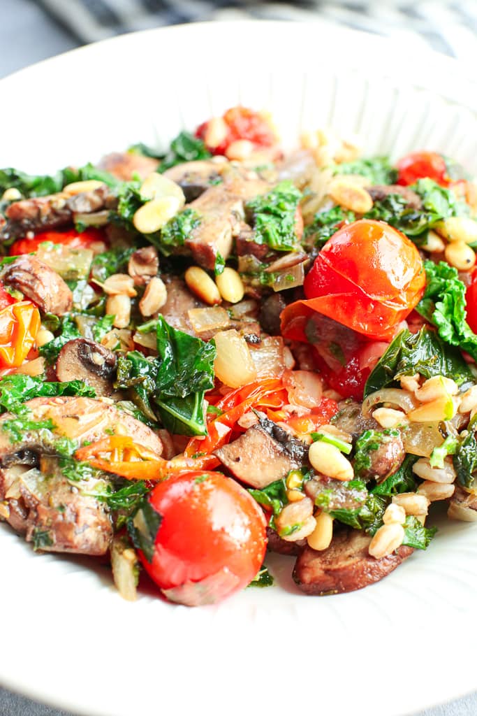 close up photo of the finished grain bowl recipe