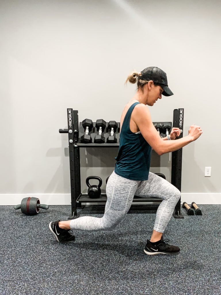 demonstrating cross behind lunges