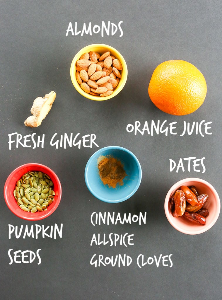 ingredients on a black board