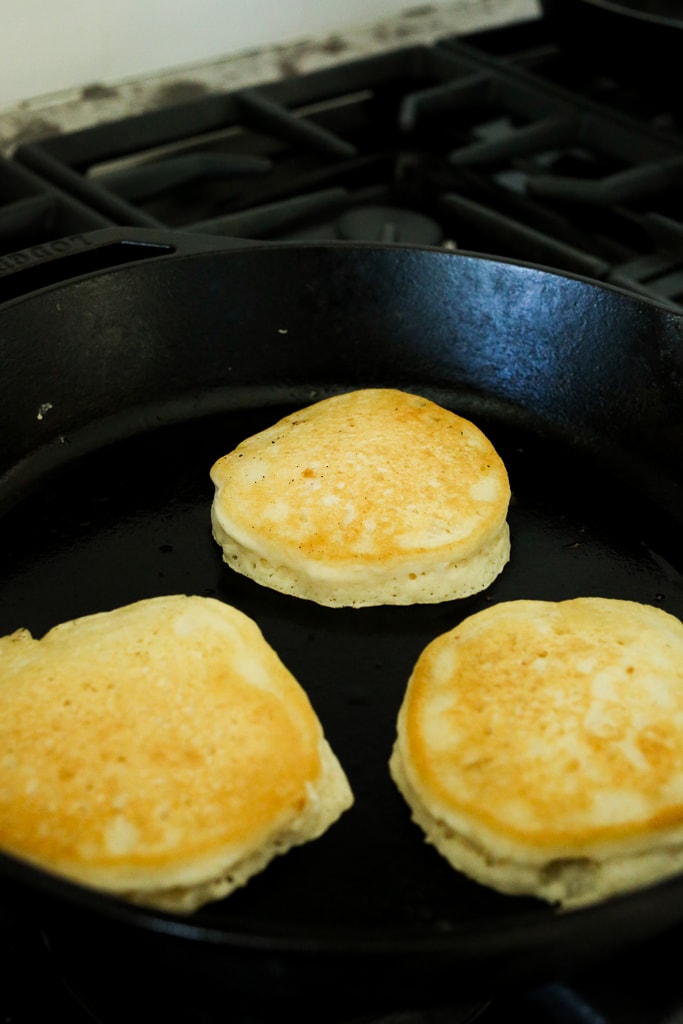 cooked pancakes in a skillet