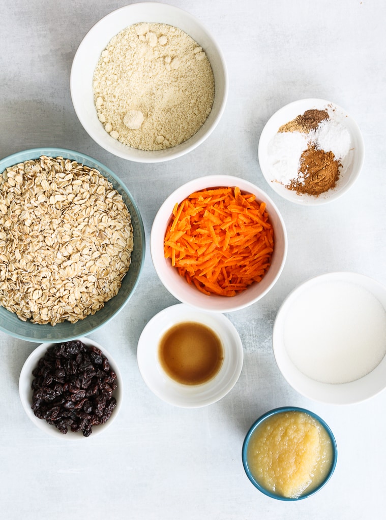 an overhead shot of recipes ingredients for carrot cake cookies