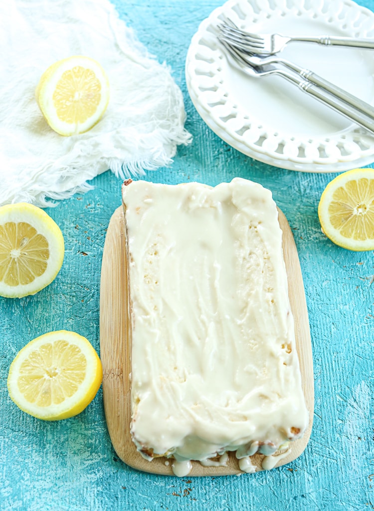 overhead shot of cake with glaze 