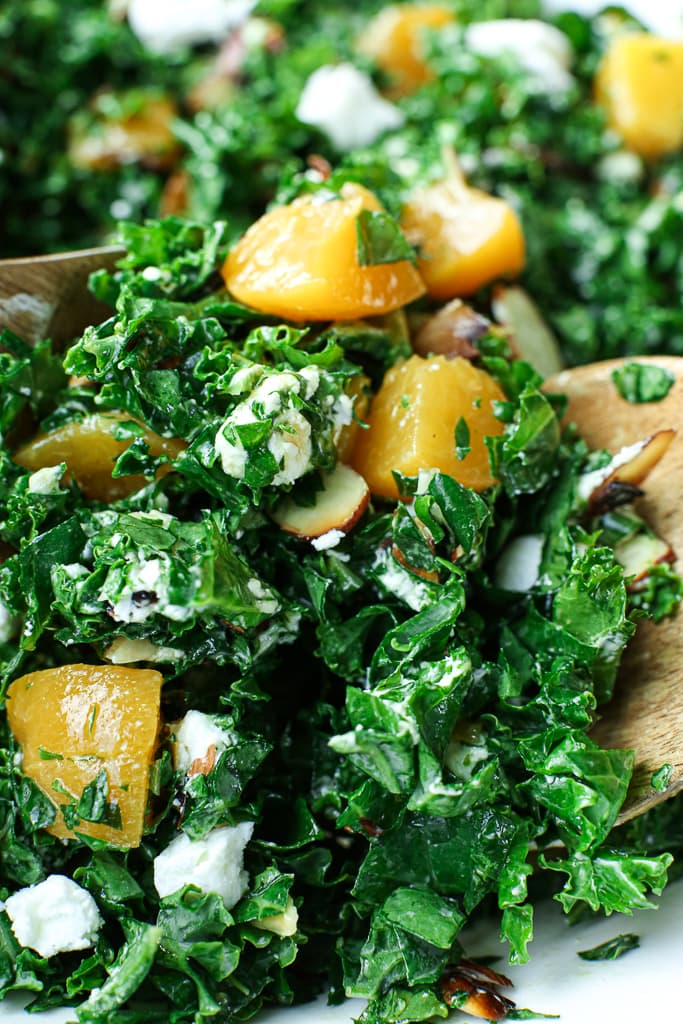 close up pic of easy kale salad