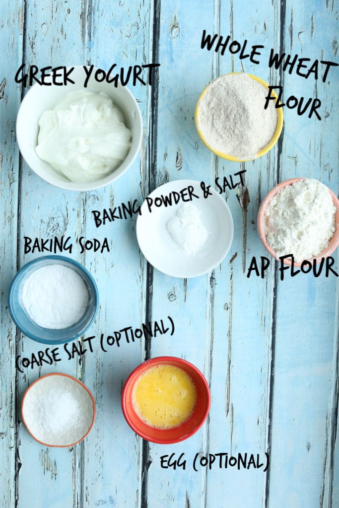 Overhead shot of recipe ingredients labeled