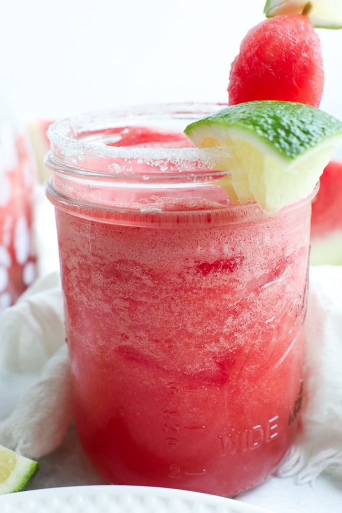 Close up shot of skinny watermelon Margarita 