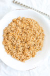 a white bowl with Farro inside