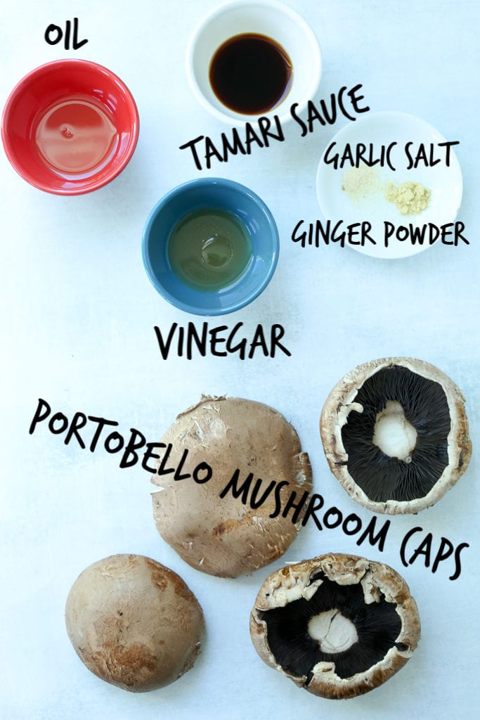 Portobello Mushroom Steak recipe ingredients overhead shot 