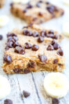 a close up of Healthy Banana Chocolate Chip Dessert Bars