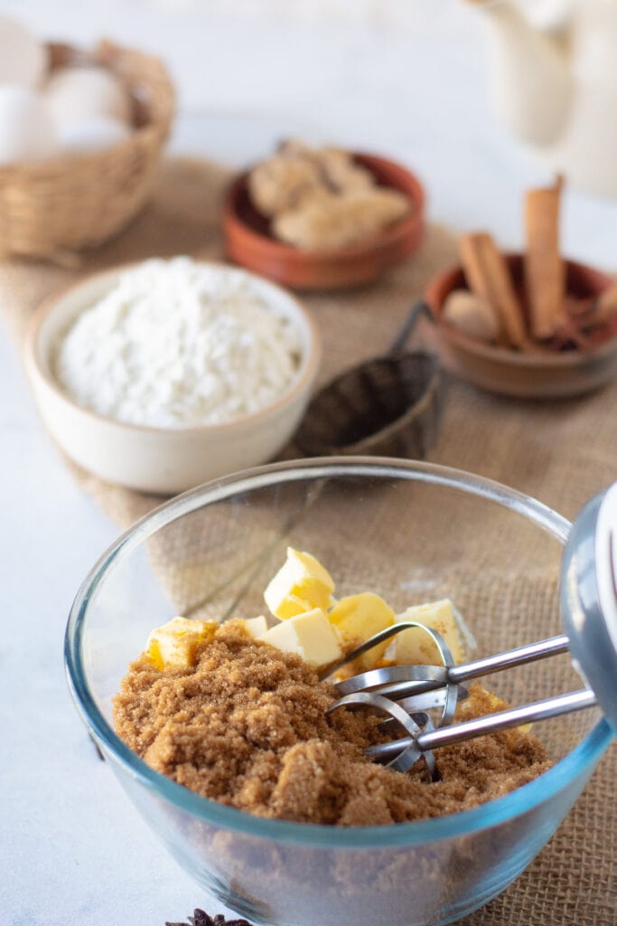 creaming together the butter and sugar