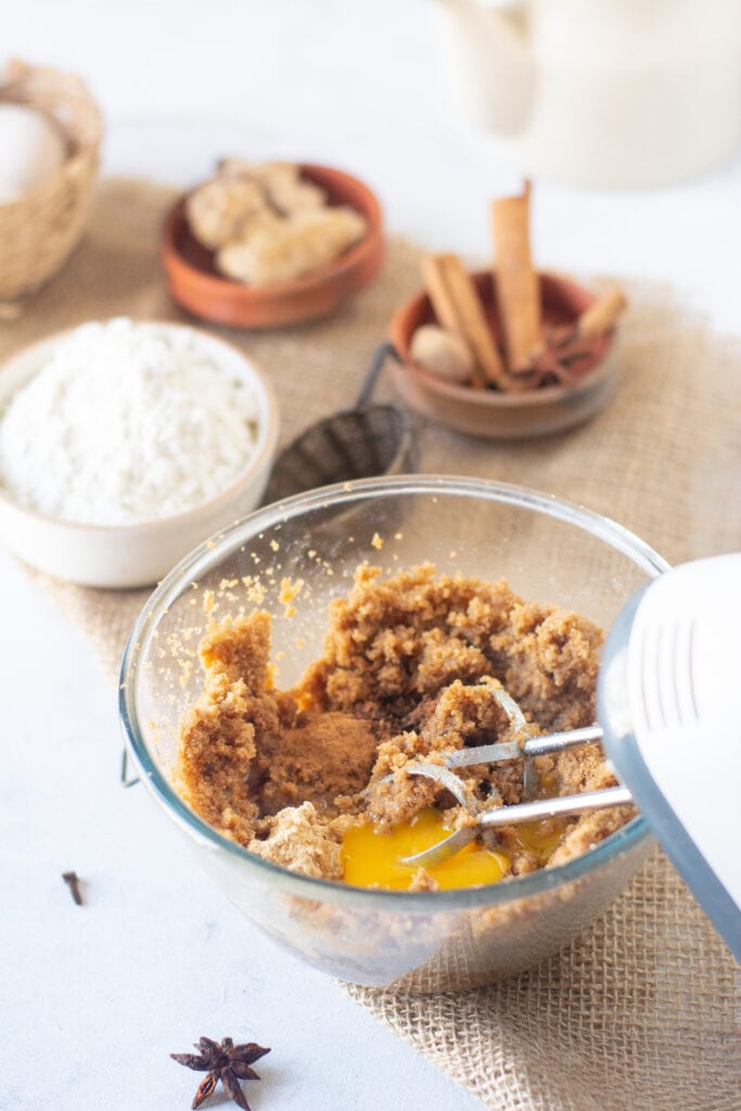 adding the egg to the butter and sugar