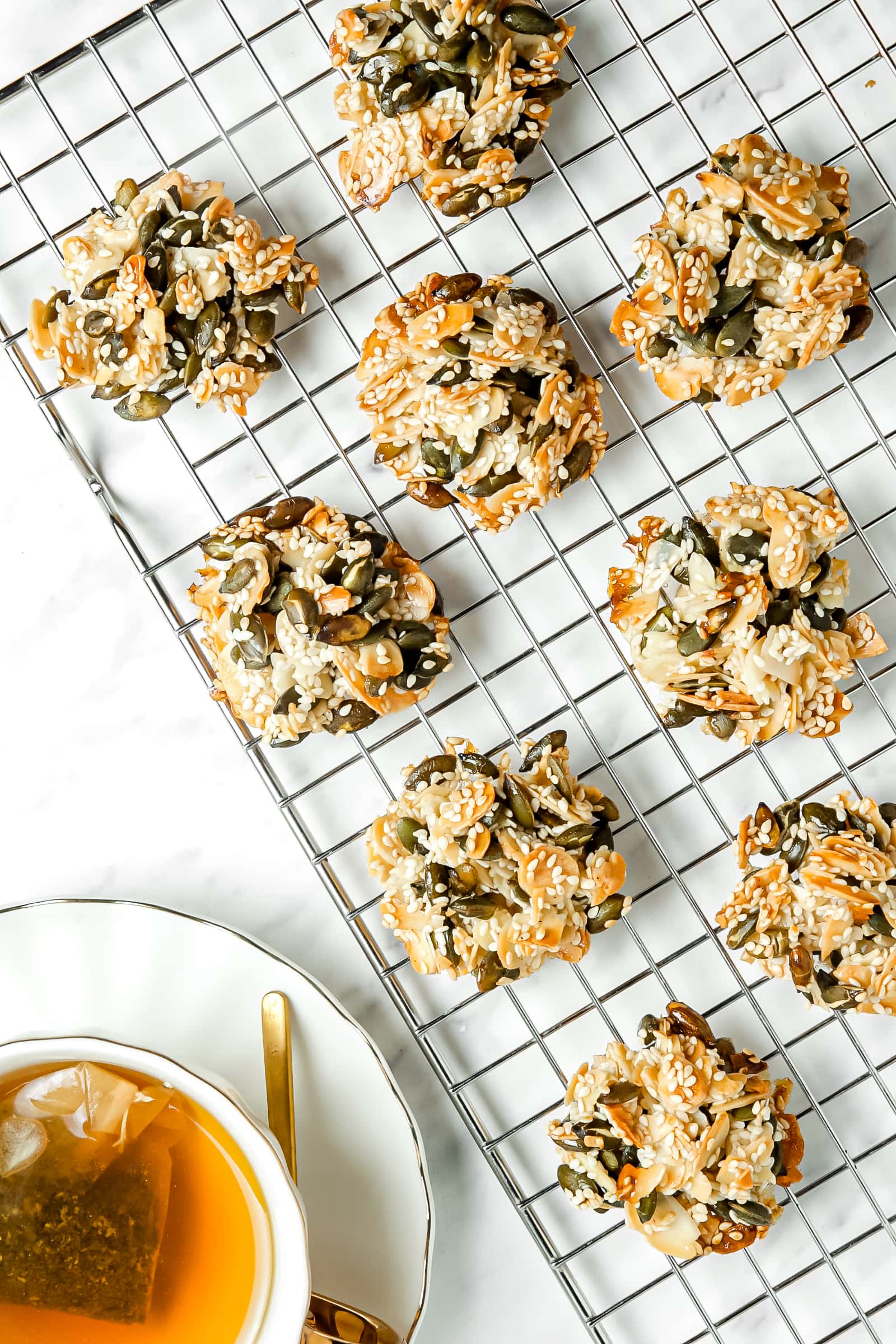 snack cookies on a cookie baking rack