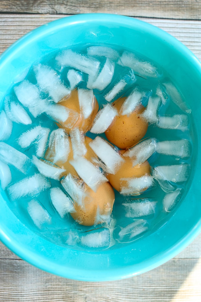 eggs in an ice bath