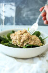 Salmon Salad in a bowl with a fork