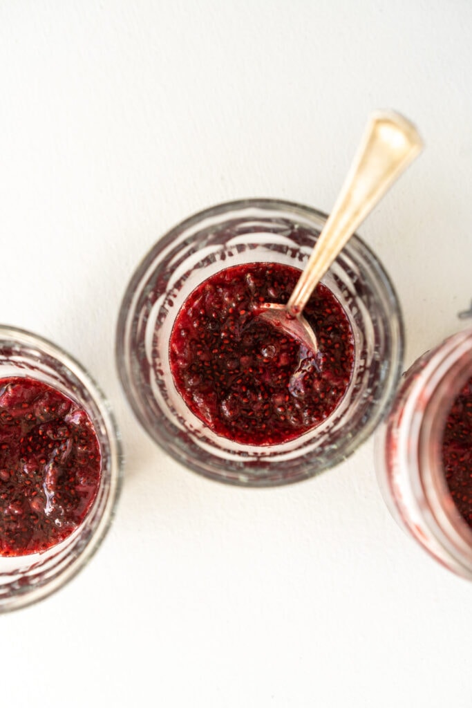 chia seed jam in a glass