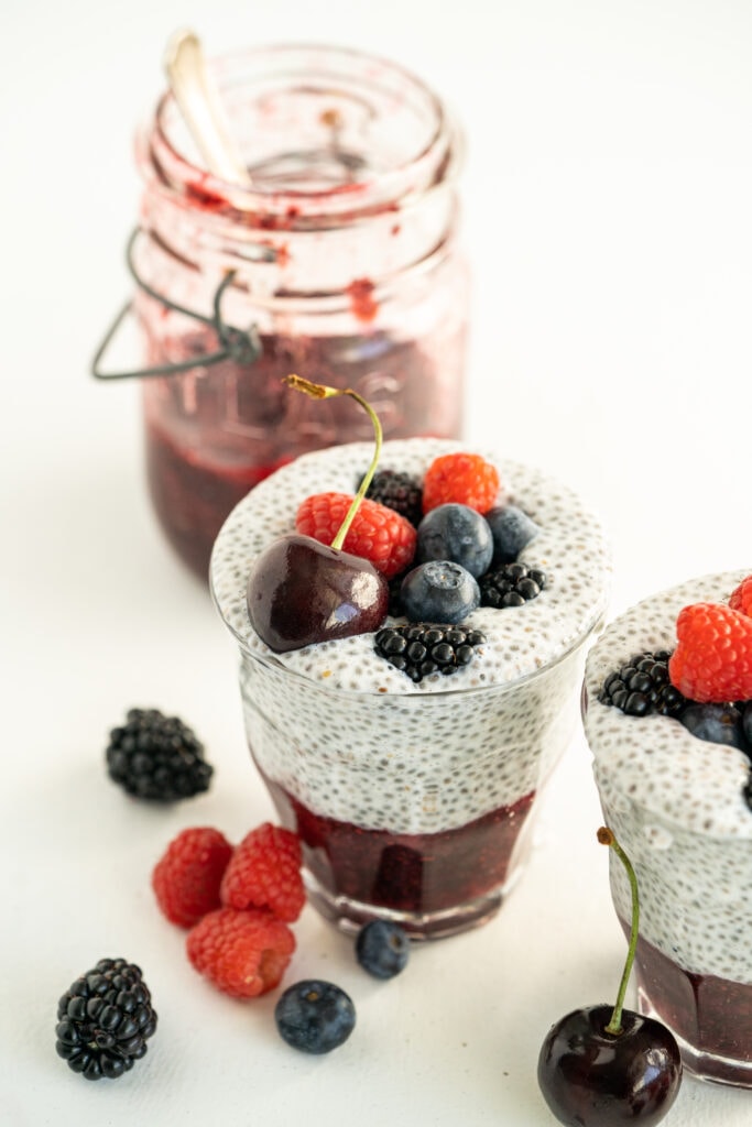 chia pudding with berries