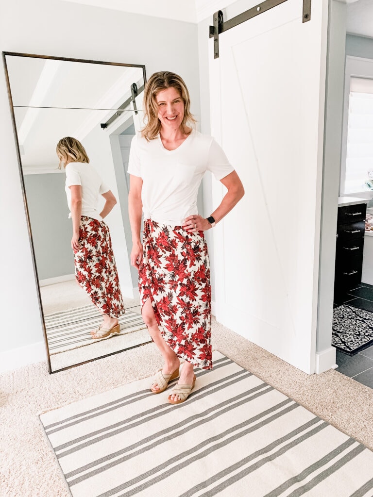 perfect white tee with a skirt